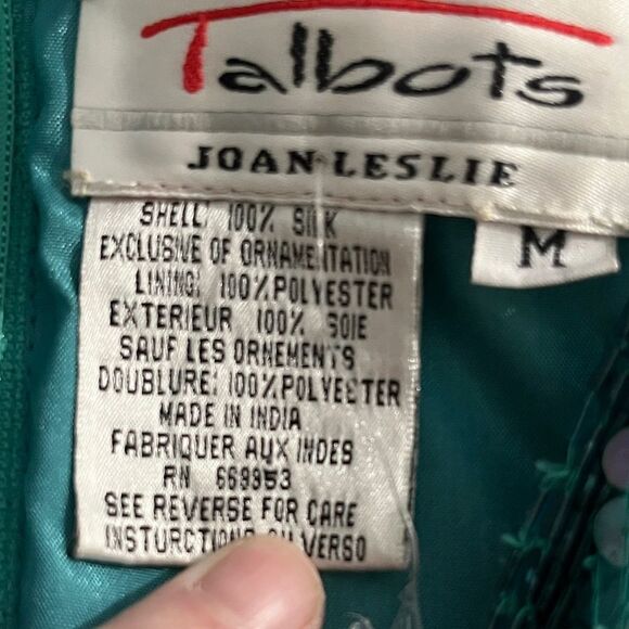 Talbots Joan Leslie Teal and Silver Silk Sequin Blouse Vintage NWT w Repair Kit - Picture 10 of 10